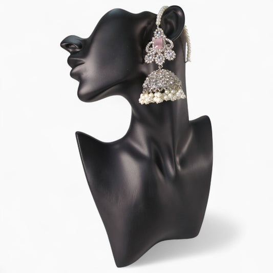 Pink & Silver Jhumka