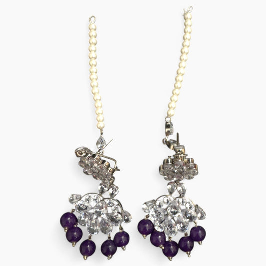 Purple Tradinals jewellery with Necklace, Earrings, bindi and Adjustable Ring