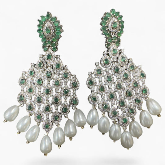 Bottle Green With Silver Earrings