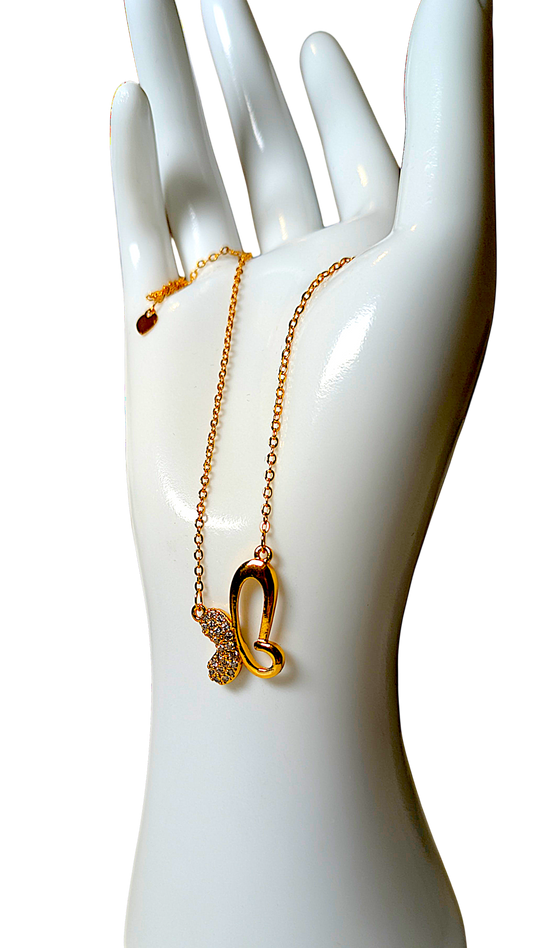 The Flutter: Crystal Butterfly Wing Initial Necklace