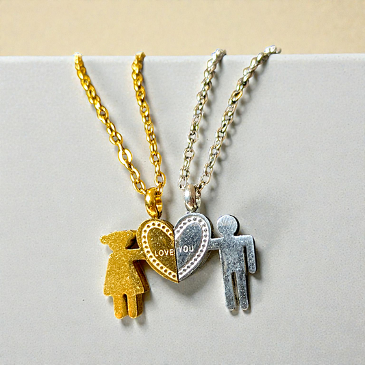 "Two Halves" Interlocking Heart Necklace Set