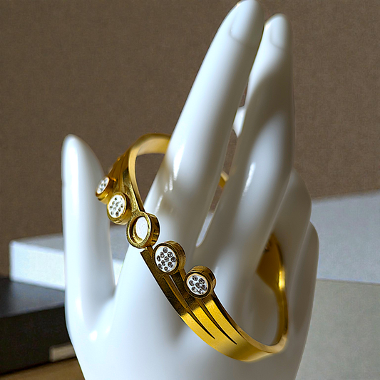 Celeste Crystal Disc Gold Cuff