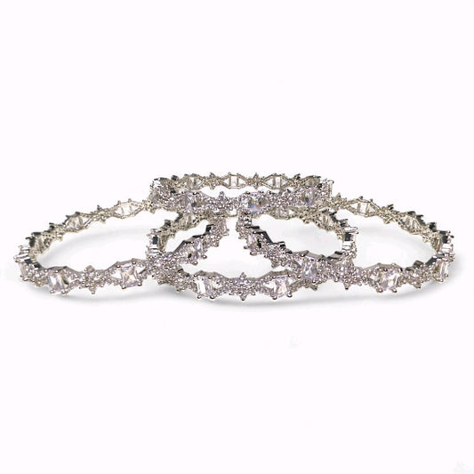 Zirconium Made Bangles With White Stone