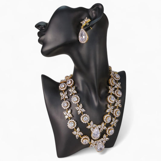 Jewellery Set with Gold Plated Necklace & Matching Earrings