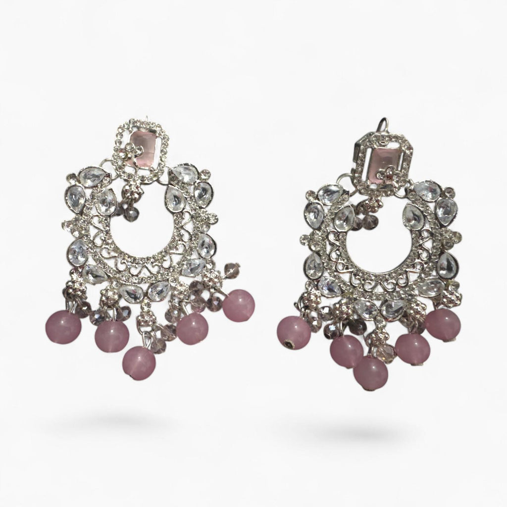 Pink Jewellery set with necklace, earrings and Bindi