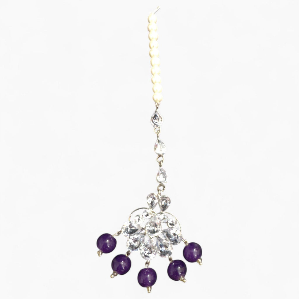 Purple Tradinals jewellery with Necklace, Earrings, bindi and Adjustable Ring