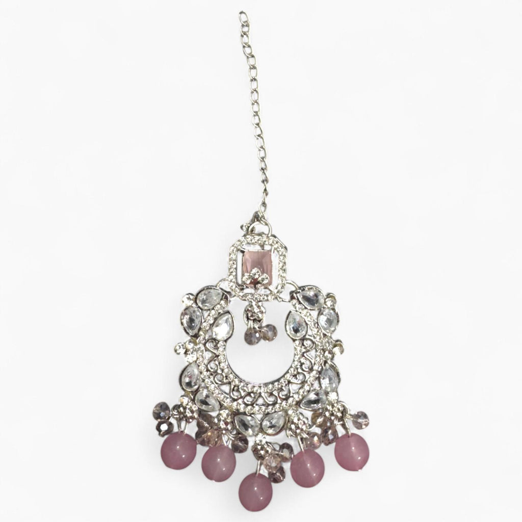 Pink Jewellery set with necklace, earrings and Bindi