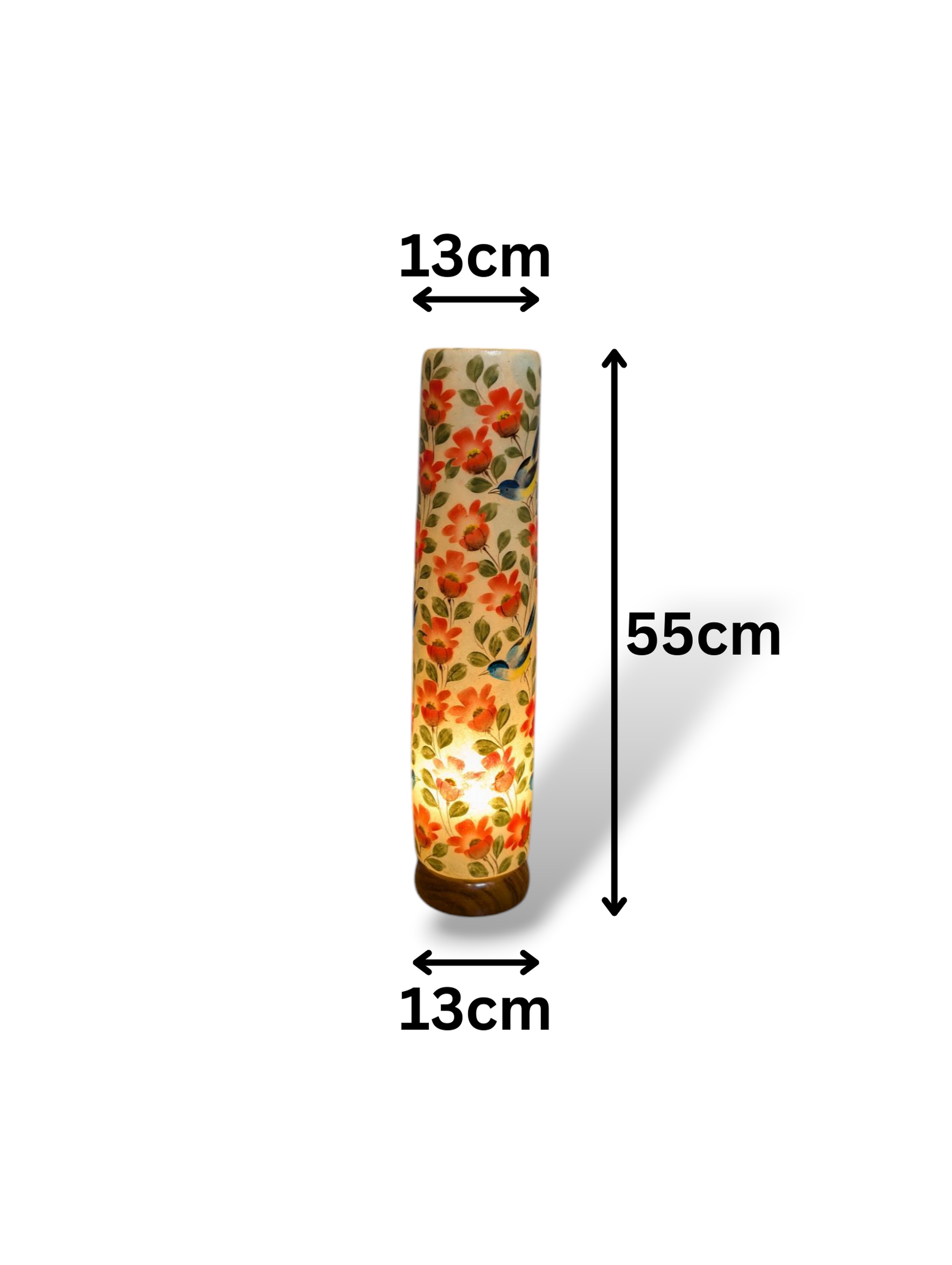 Artistic Floral Bird Lamp - Hand-Painted Vintage Boho Decor Unique Table Accent