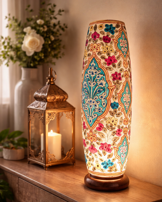 Multani Camel Skin Lamp: Boho Desert Scene