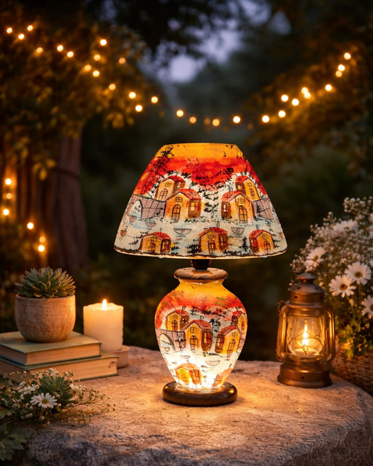 Hand-Painted Floral Table Lamp (Tall Silhouette)