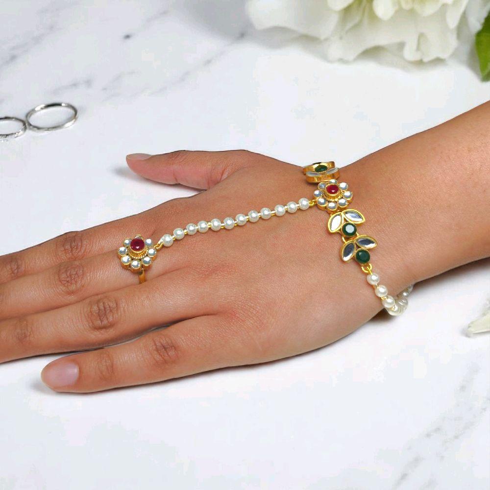 Artificial Peral bracelet with Adjustable Ring