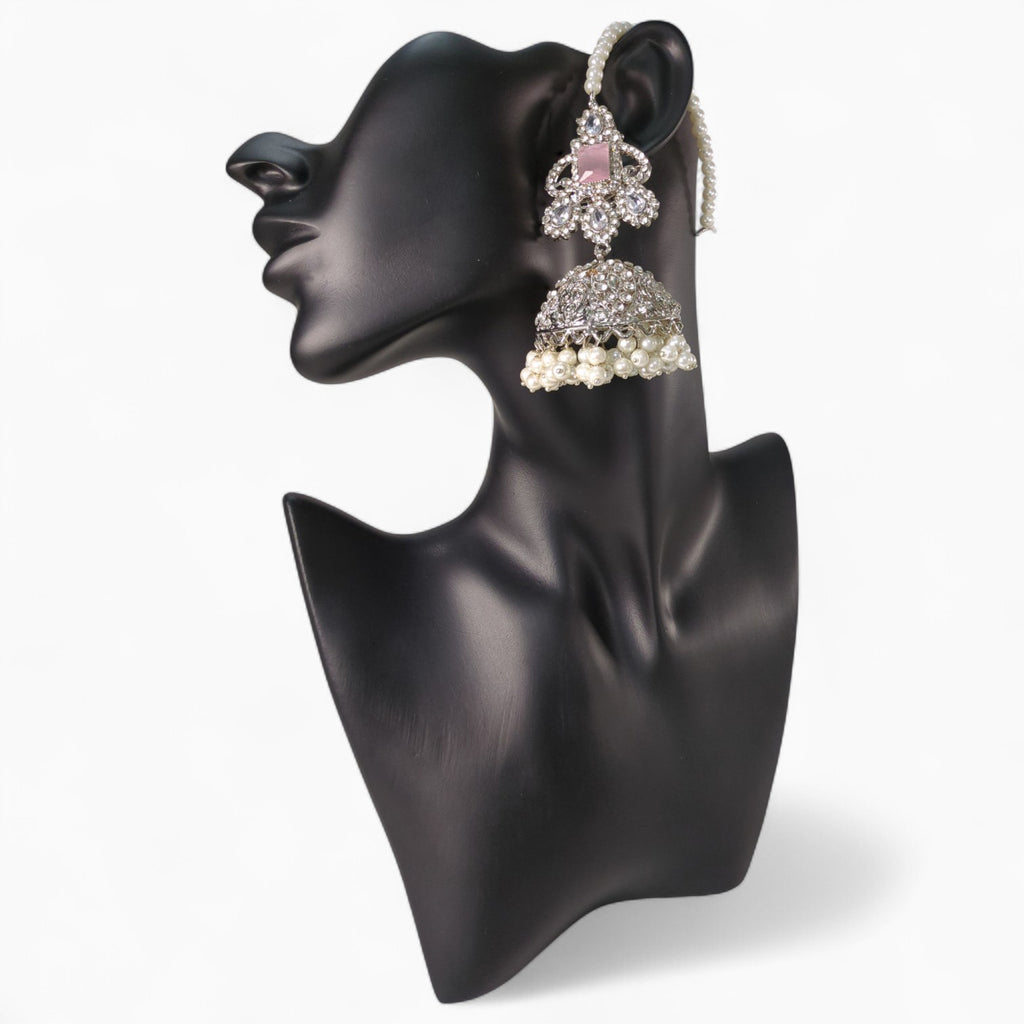 Pink & Silver Jhumka