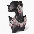 Pink Jewellery set with necklace, earrings and Bindi