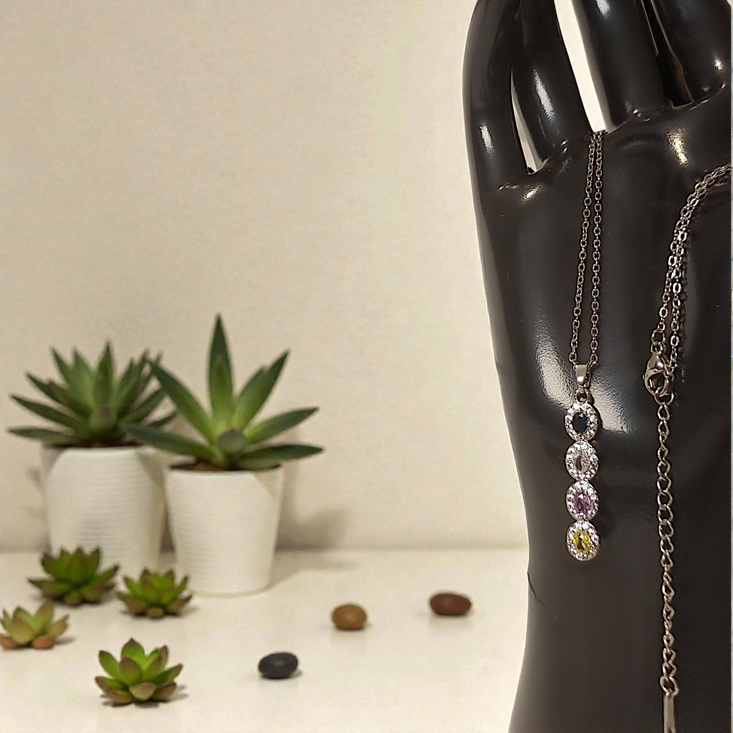 The Spectrum Halo Vertical Drop Necklace