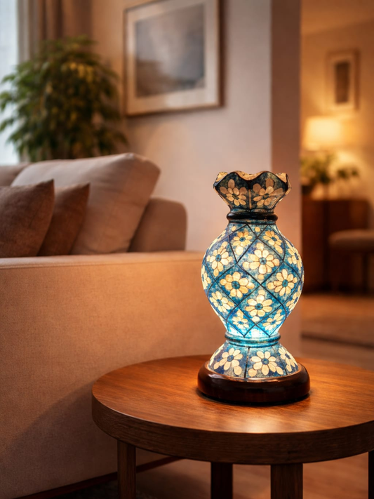Mini Camel Skin Lamp: Geometric Bloom