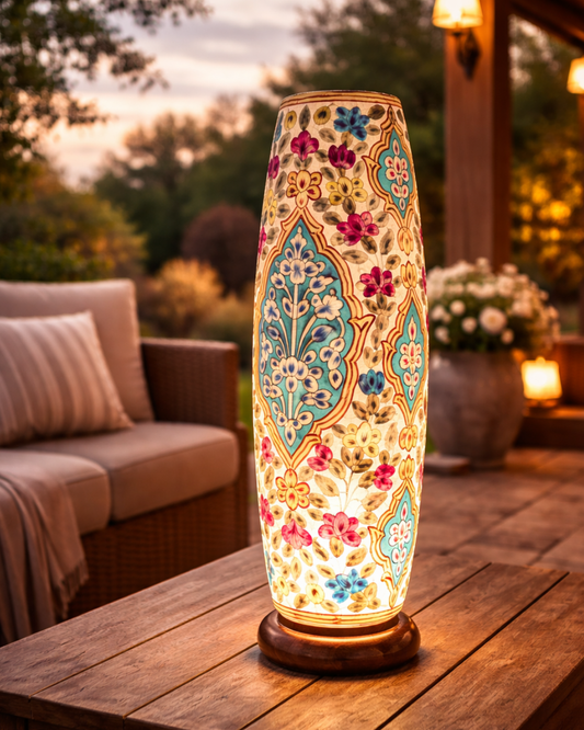 Multani Camel Skin Lamp: Boho Desert Scene
