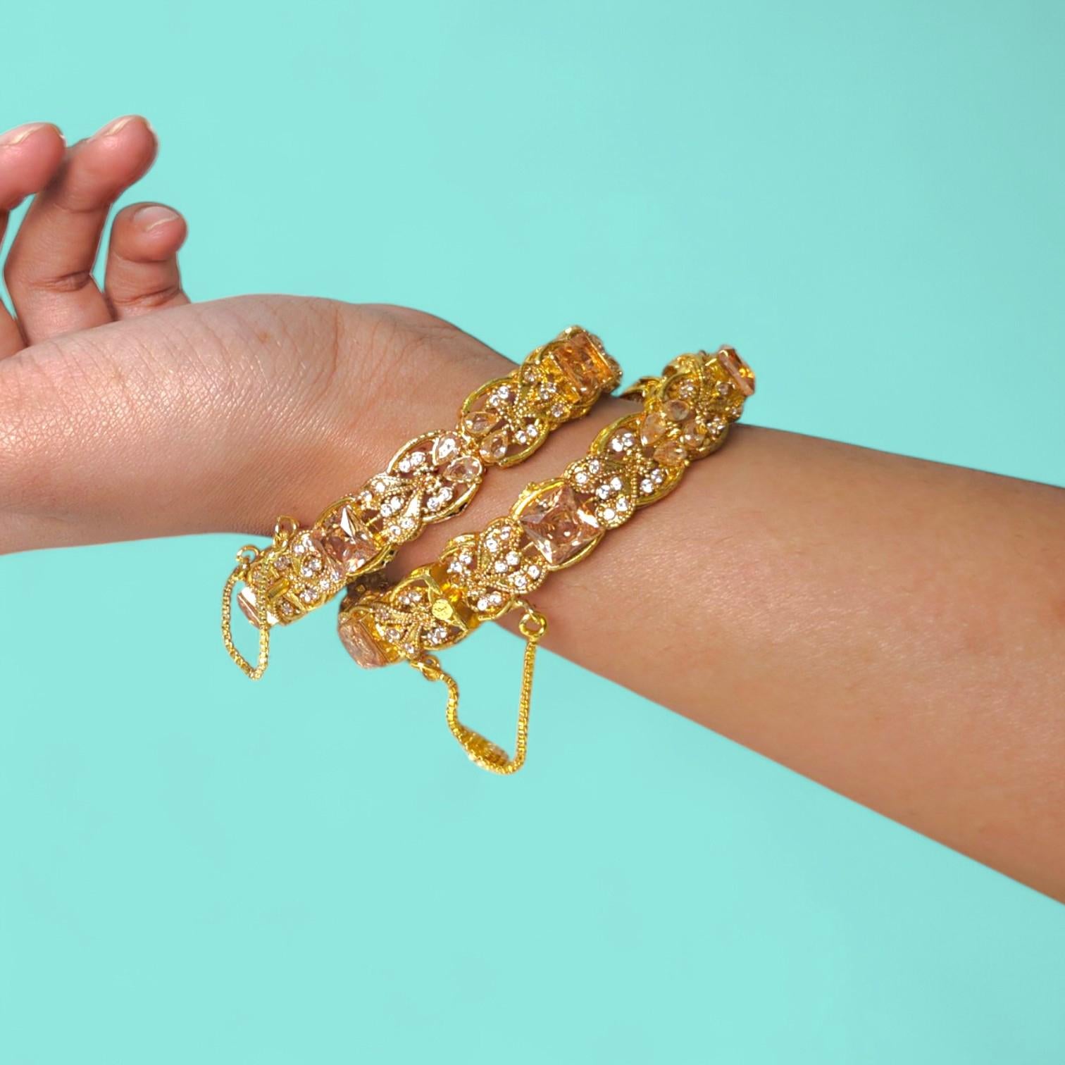 Adjustable White and Brown Stone Bangles 2 per Pack