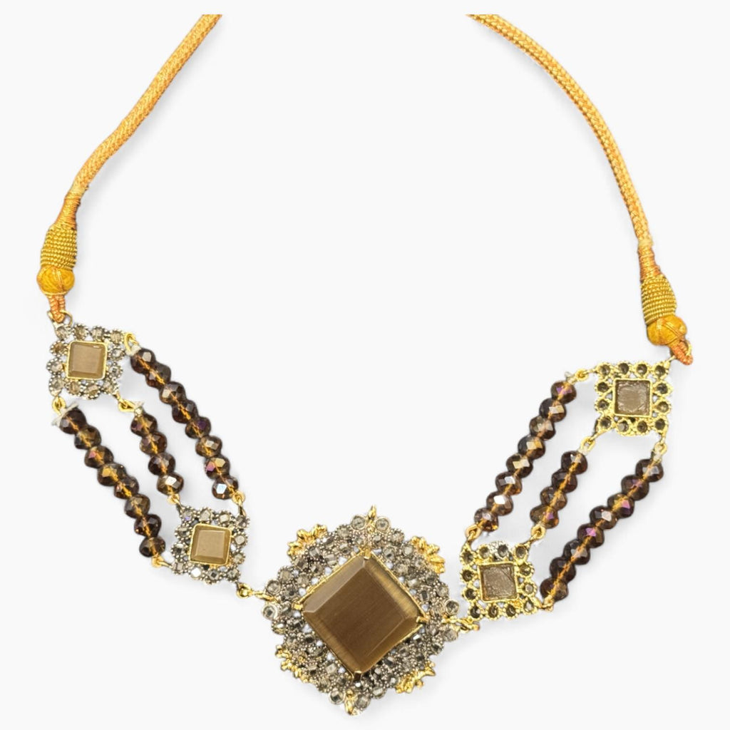 Tradionals Brown Necklace Set with Matching Earrings