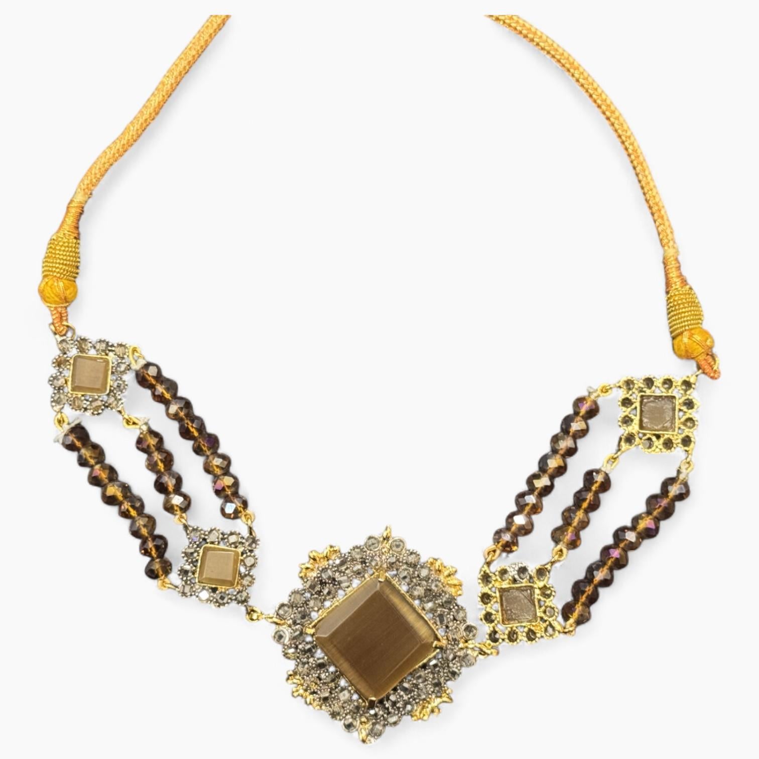 Tradionals Brown Necklace Set with Matching Earrings