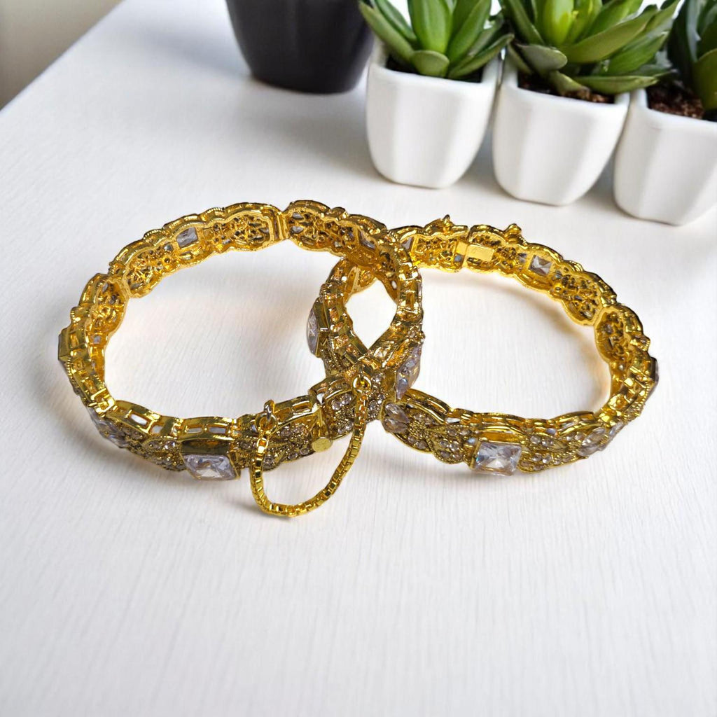 Adjustable White and Brown Stone Bangles 2 per Pack