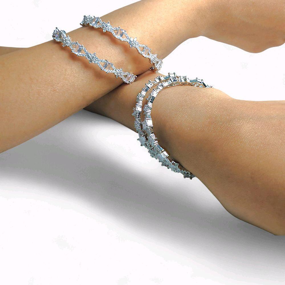 Zirconium Made Bangles With White Stone