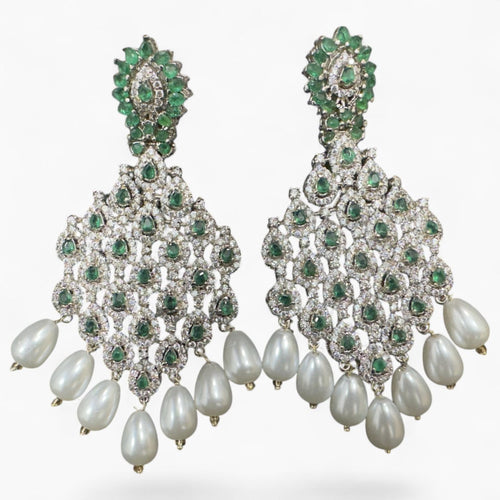 Bottle Green With Silver Earrings