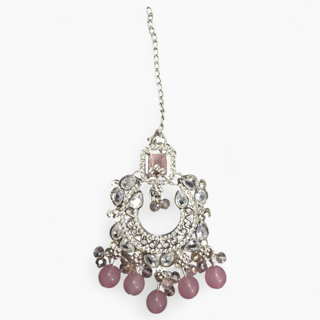 Pink Jewellery set with necklace, earrings and Bindi