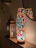 Hand-Painted Floral Table Lamp: Camel Skin, Unique Home Decor