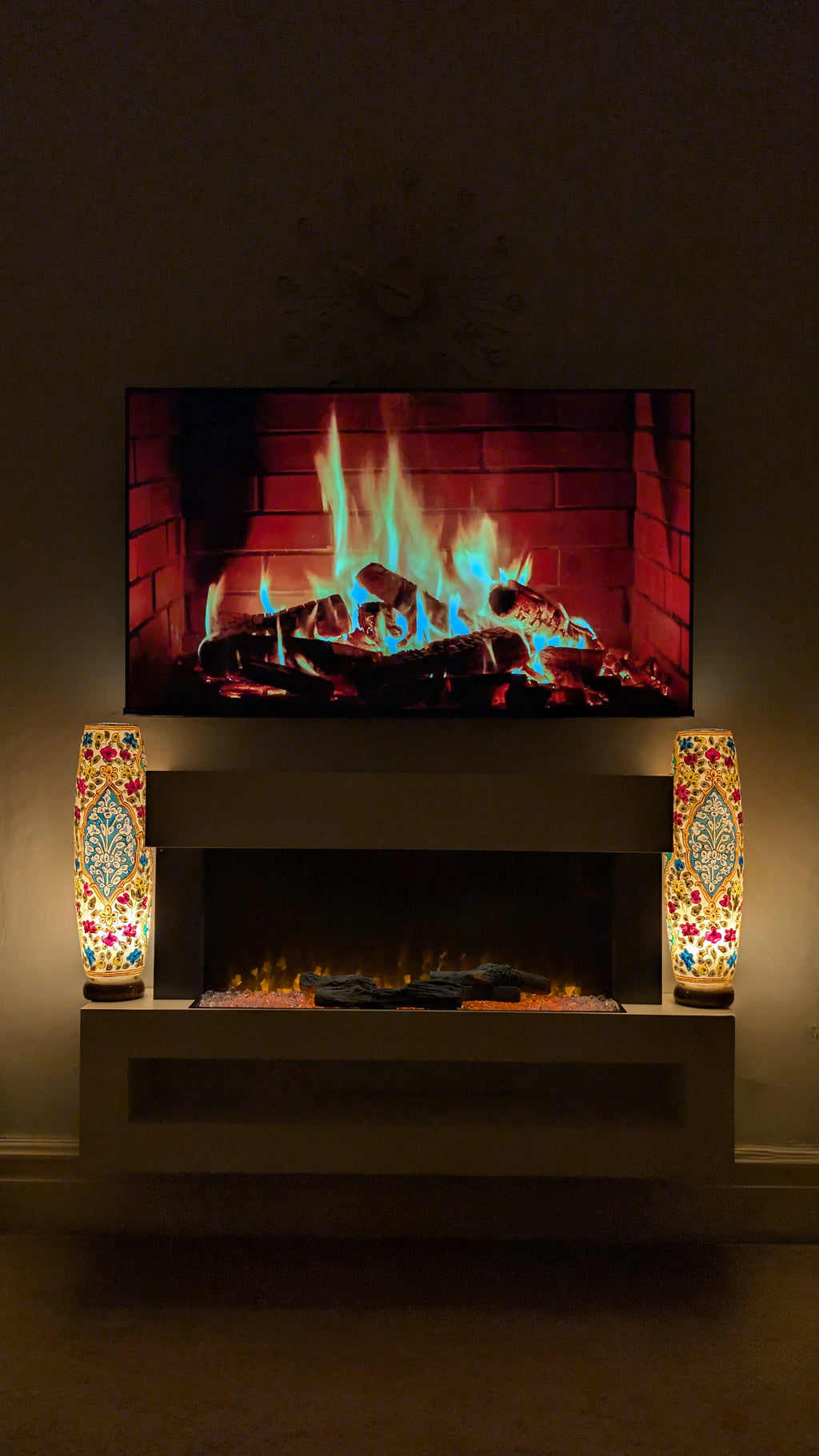 Hand-Painted Floral Table Lamp: Camel Skin, Unique Home Decor