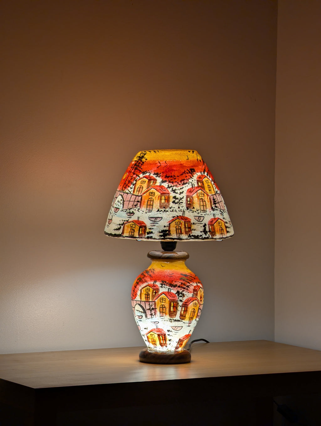 Handcrafted Camel Skin Dimmable Table Lamp | Sunset Village Design, Boho Lighting