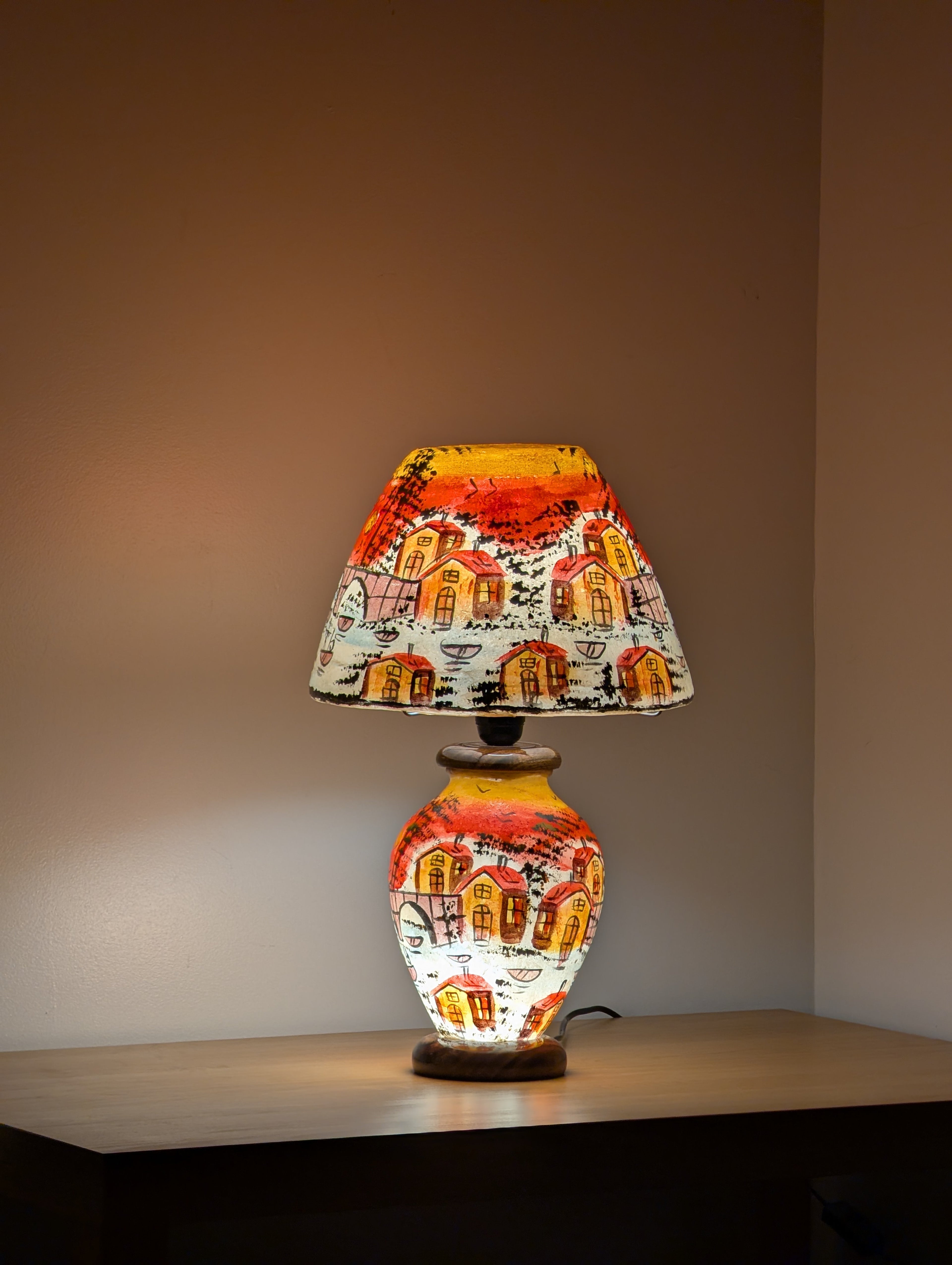 Handcrafted Camel Skin Dimmable Table Lamp | Sunset Village Design, Boho Lighting