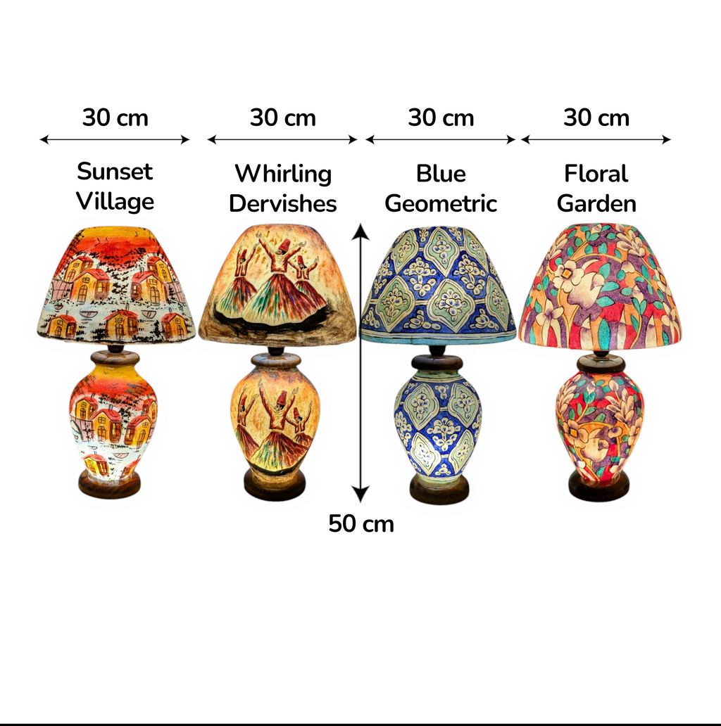 Handcrafted Camel Skin Table Lamp | Whirling Dervish, Boho Decor