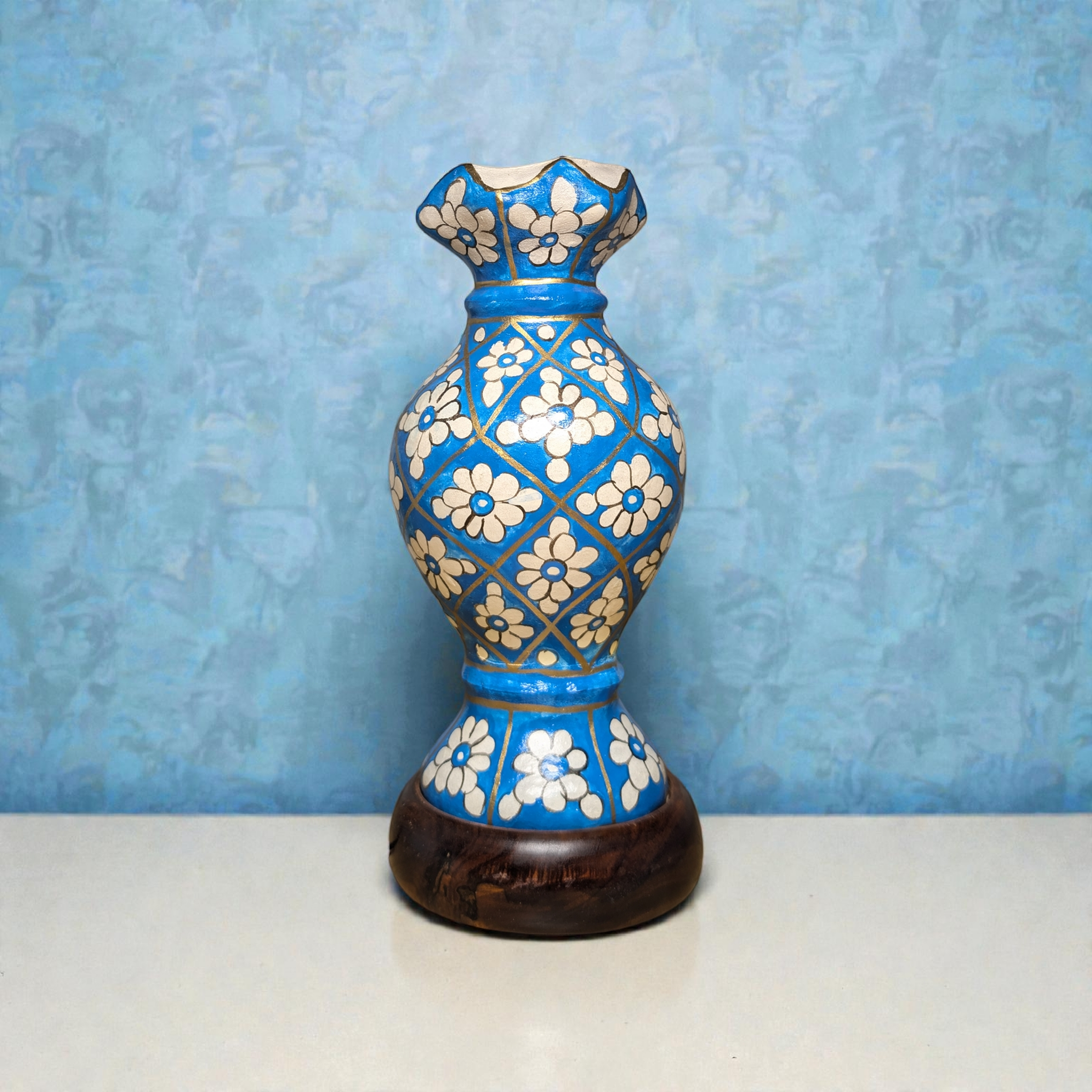 Hand Painted Mini Camel Skin Lamp - Geometric Bloom