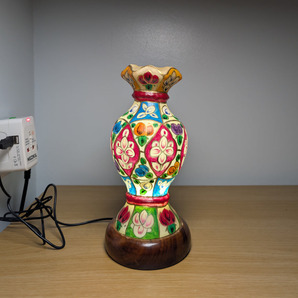 Hand Painted Mini Camel Skin Lamp - Petal Motif