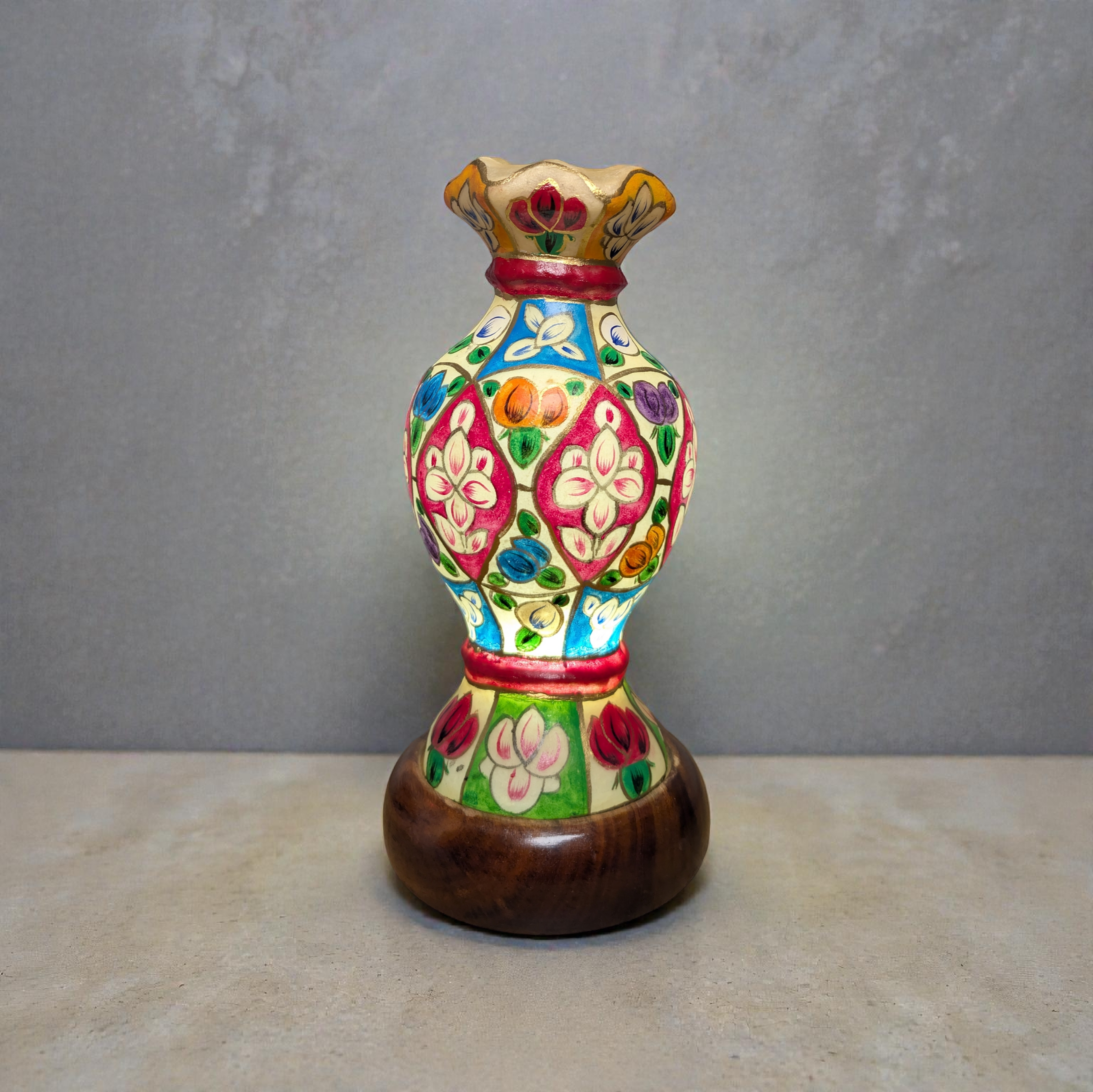 Hand Painted Mini Camel Skin Lamp - Petal Motif