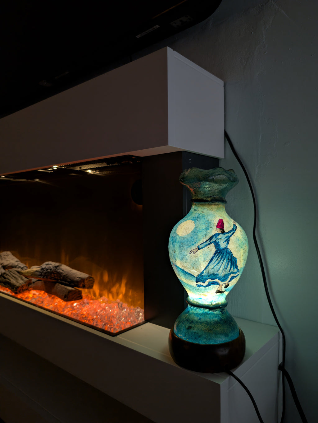 Hand Painted Mini Camel Skin Lamp - Whirling Darvish