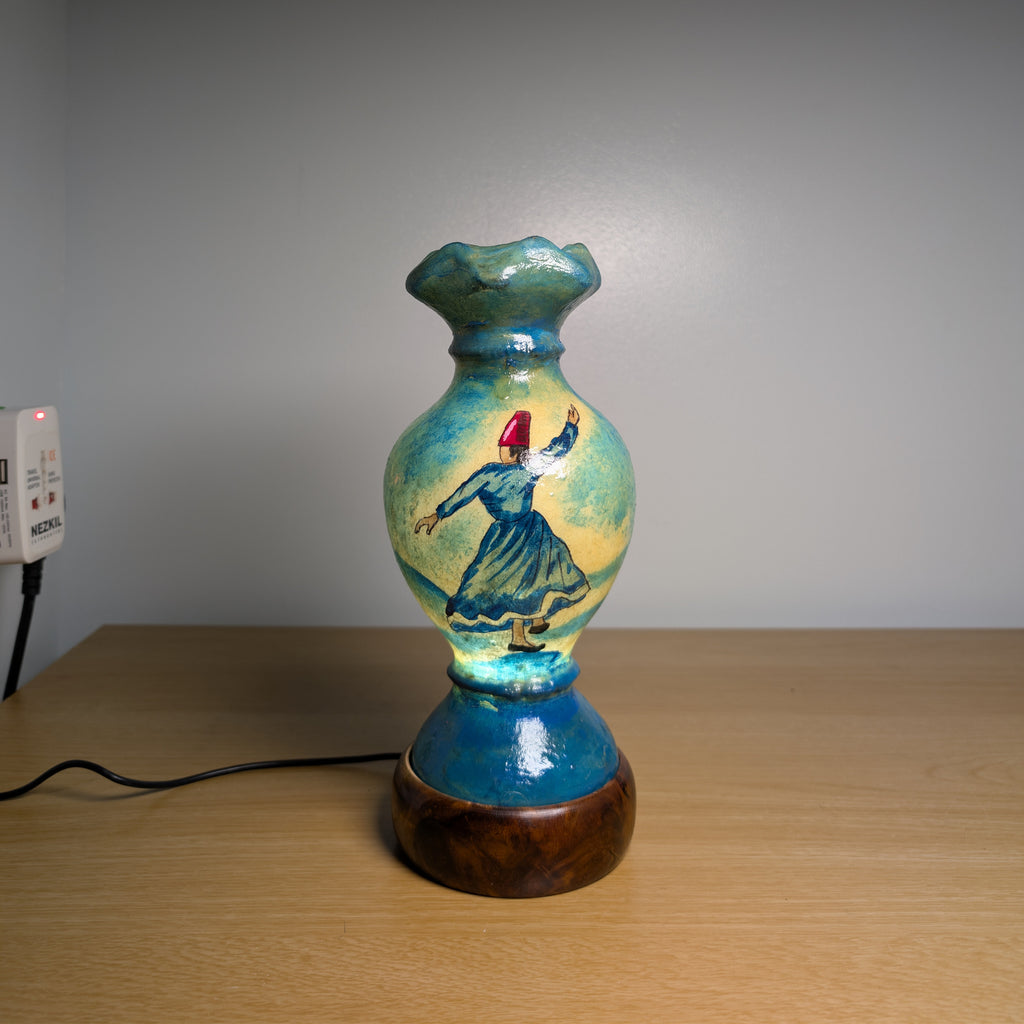 Hand Painted Mini Camel Skin Lamp - Whirling Darvish