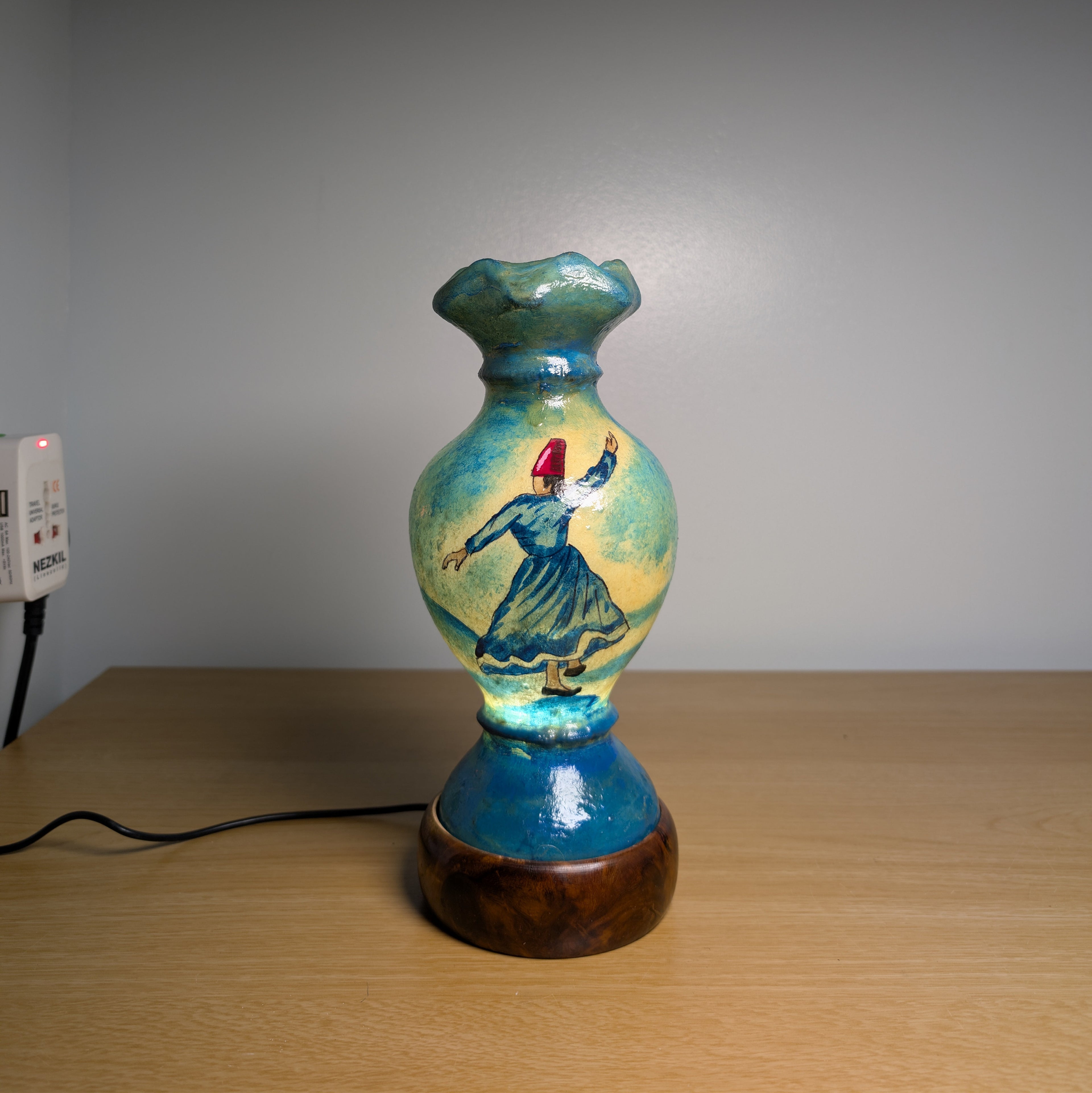 Hand Painted Mini Camel Skin Lamp - Whirling Darvish