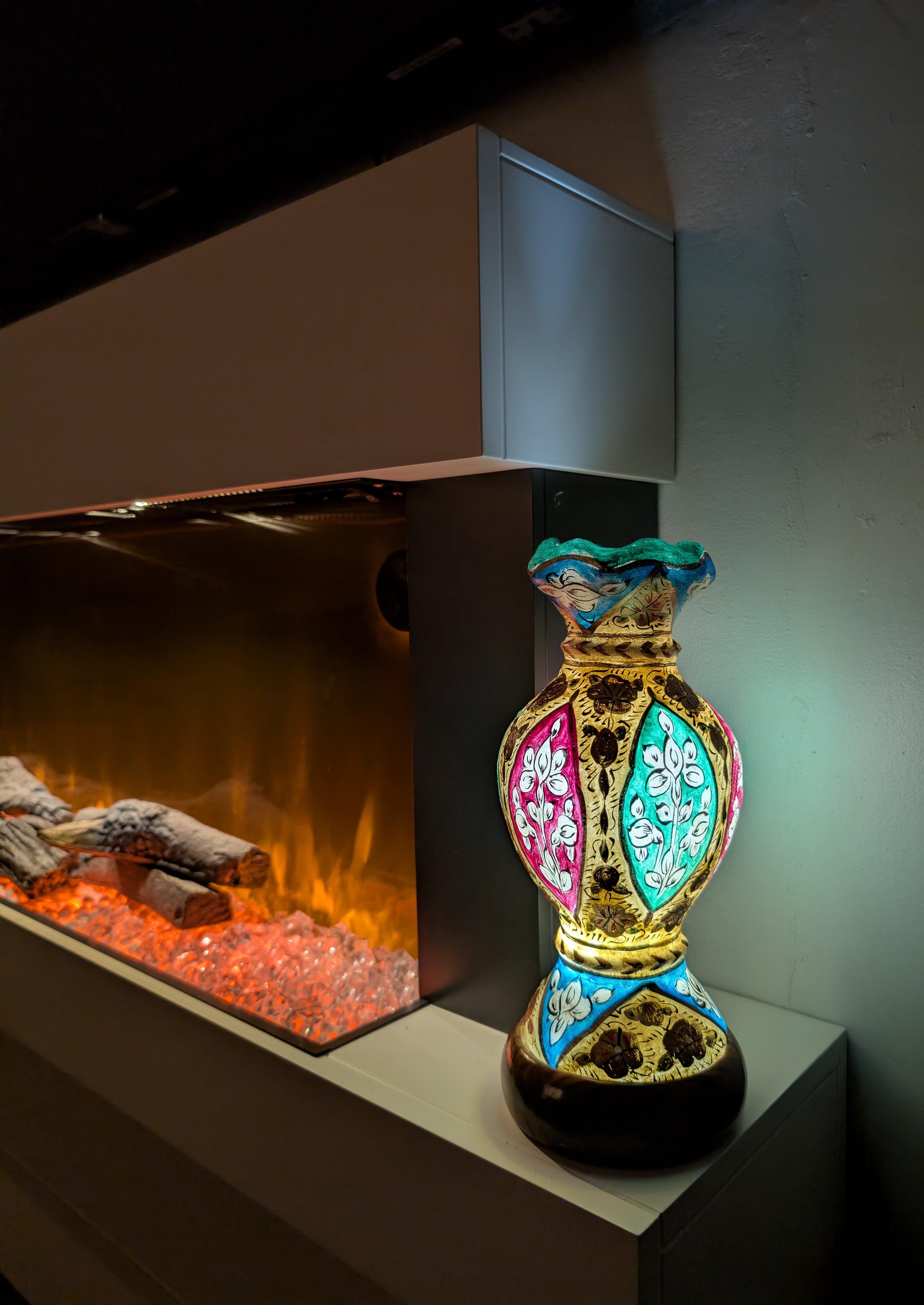 Hand Painted Mini Camel Skin Lamp - Heritage Floral