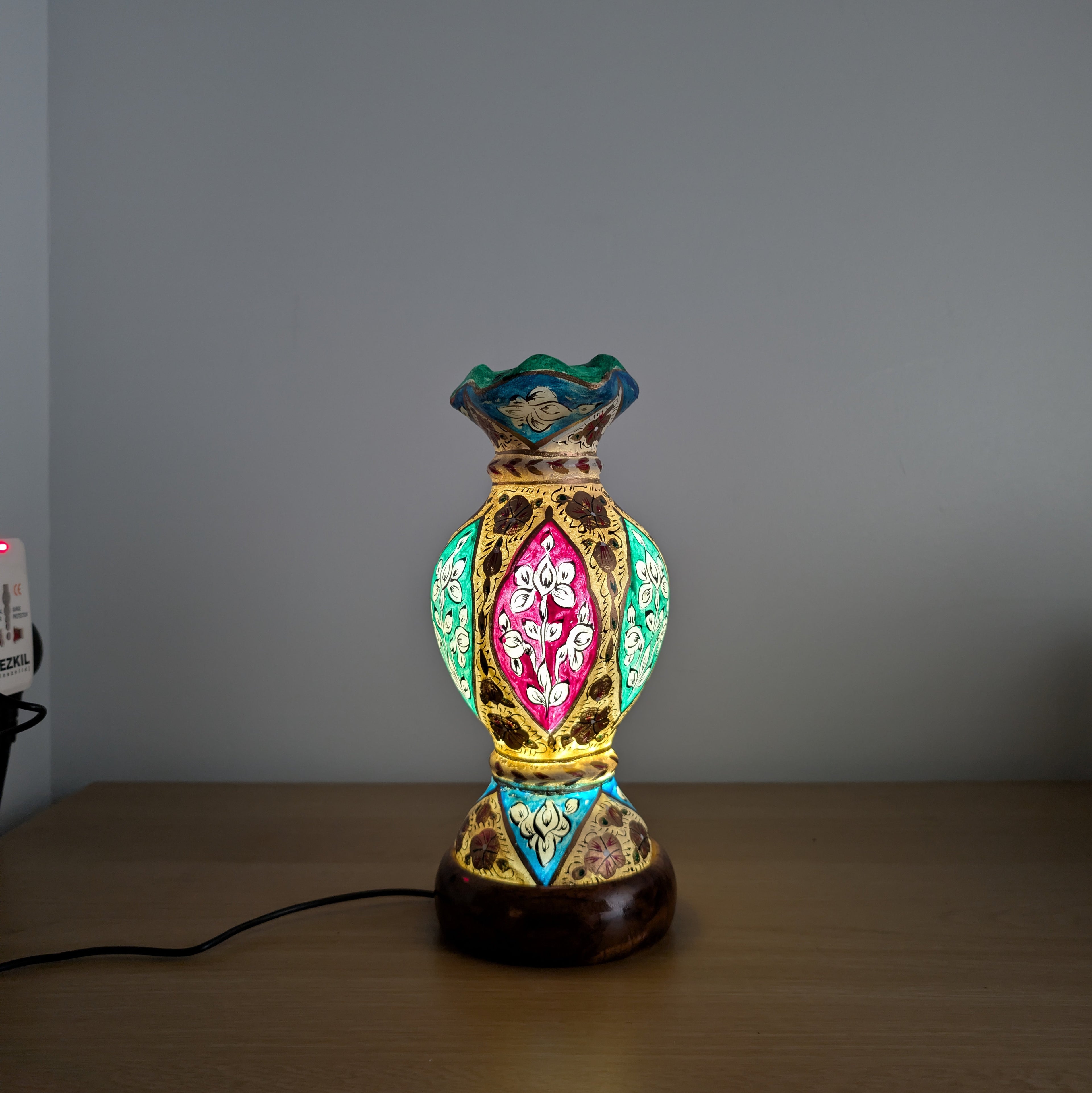 Hand Painted Mini Camel Skin Lamp - Heritage Floral