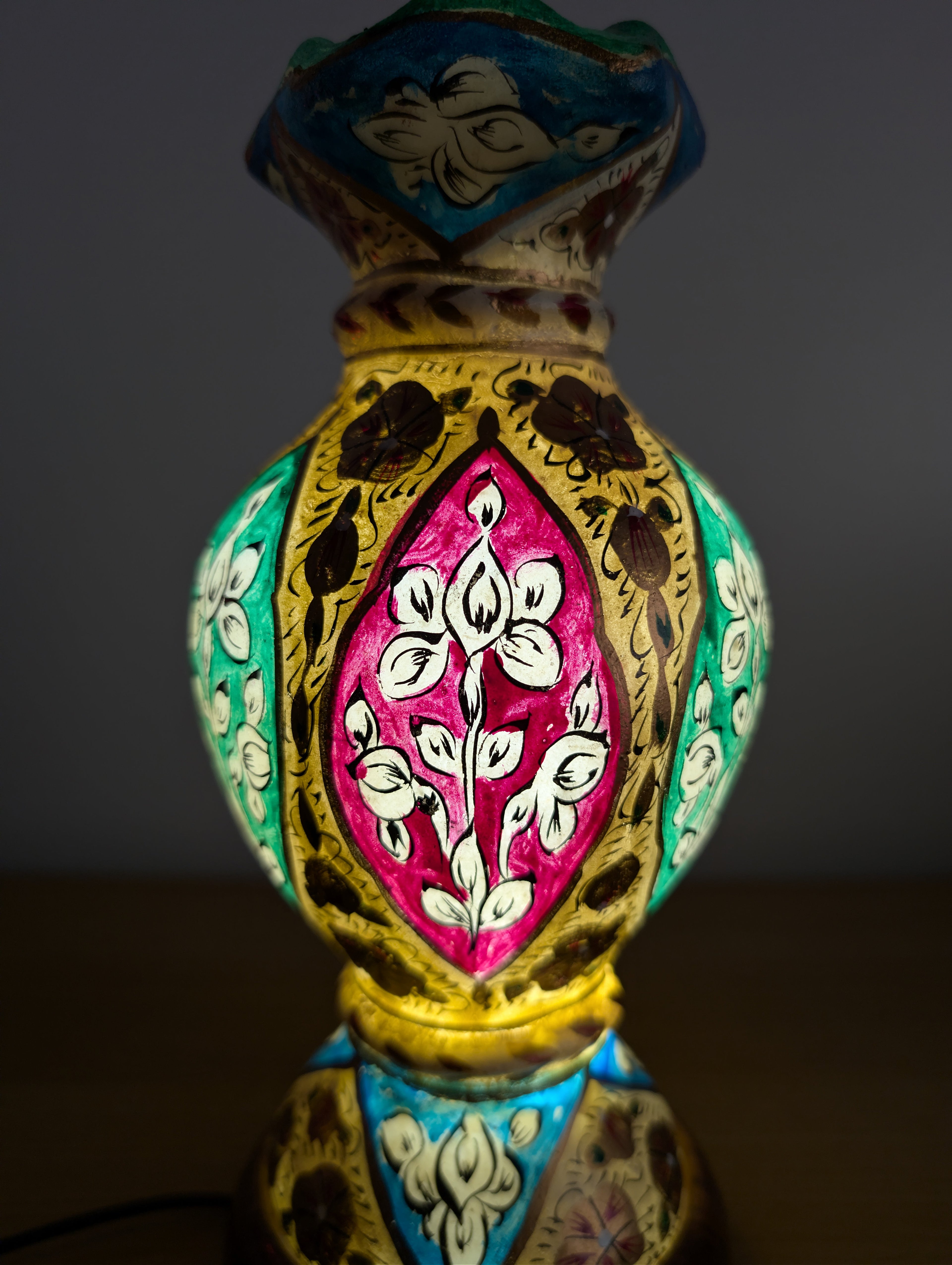 Hand Painted Mini Camel Skin Lamp - Heritage Floral