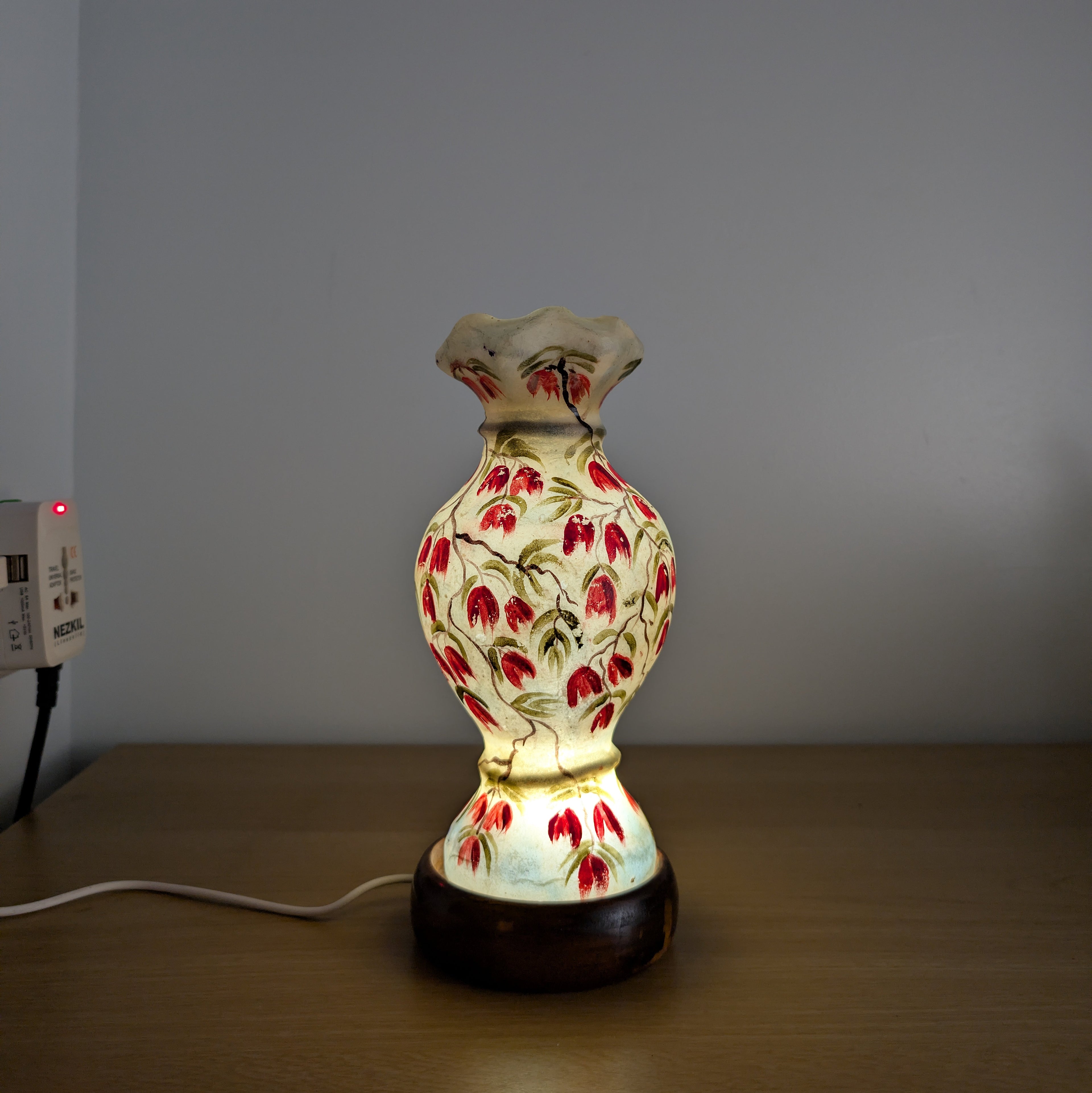 Hand Painted Mini Camel Skin Lamp - Floral Vine