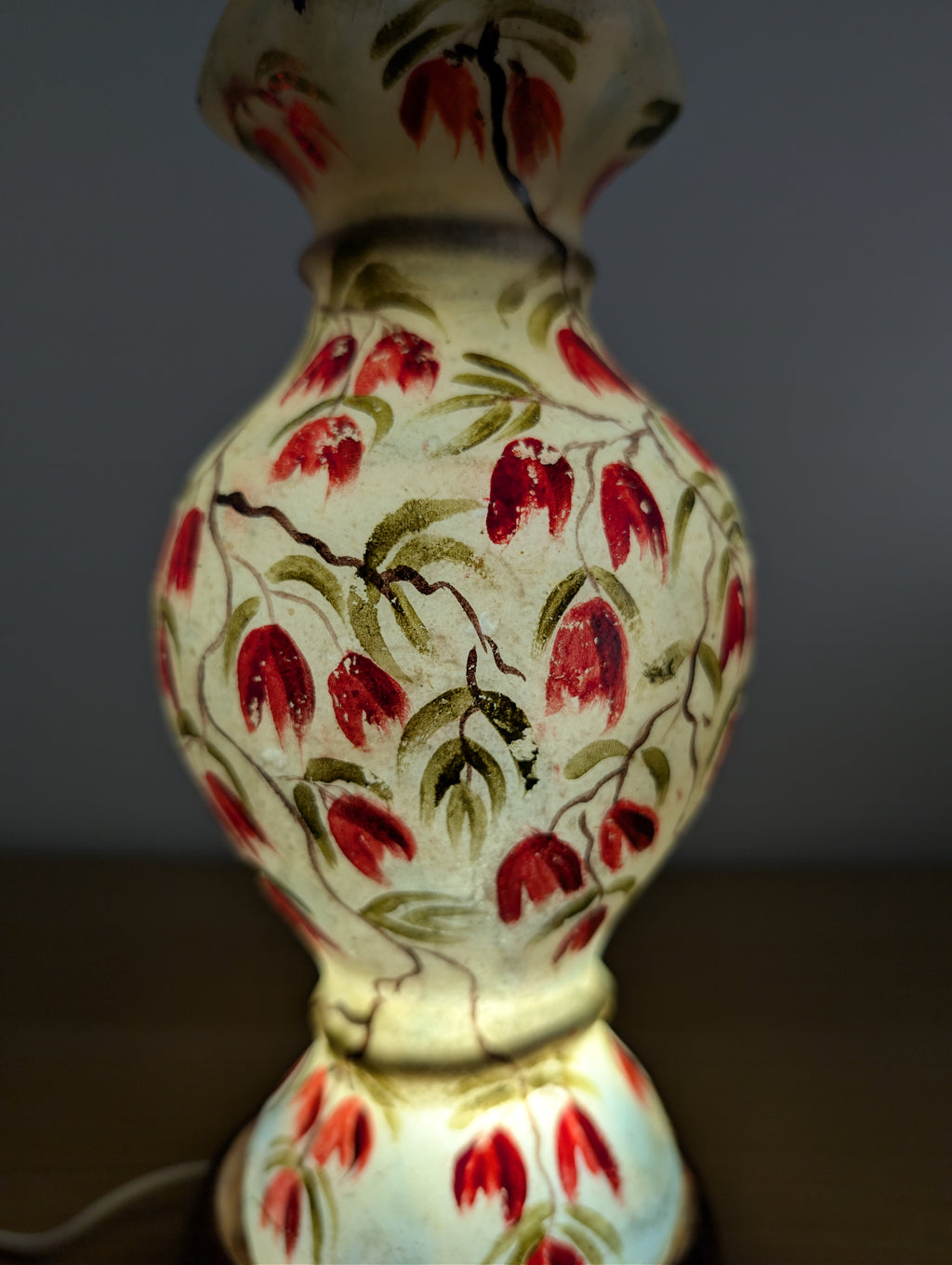 Hand Painted Mini Camel Skin Lamp - Floral Vine