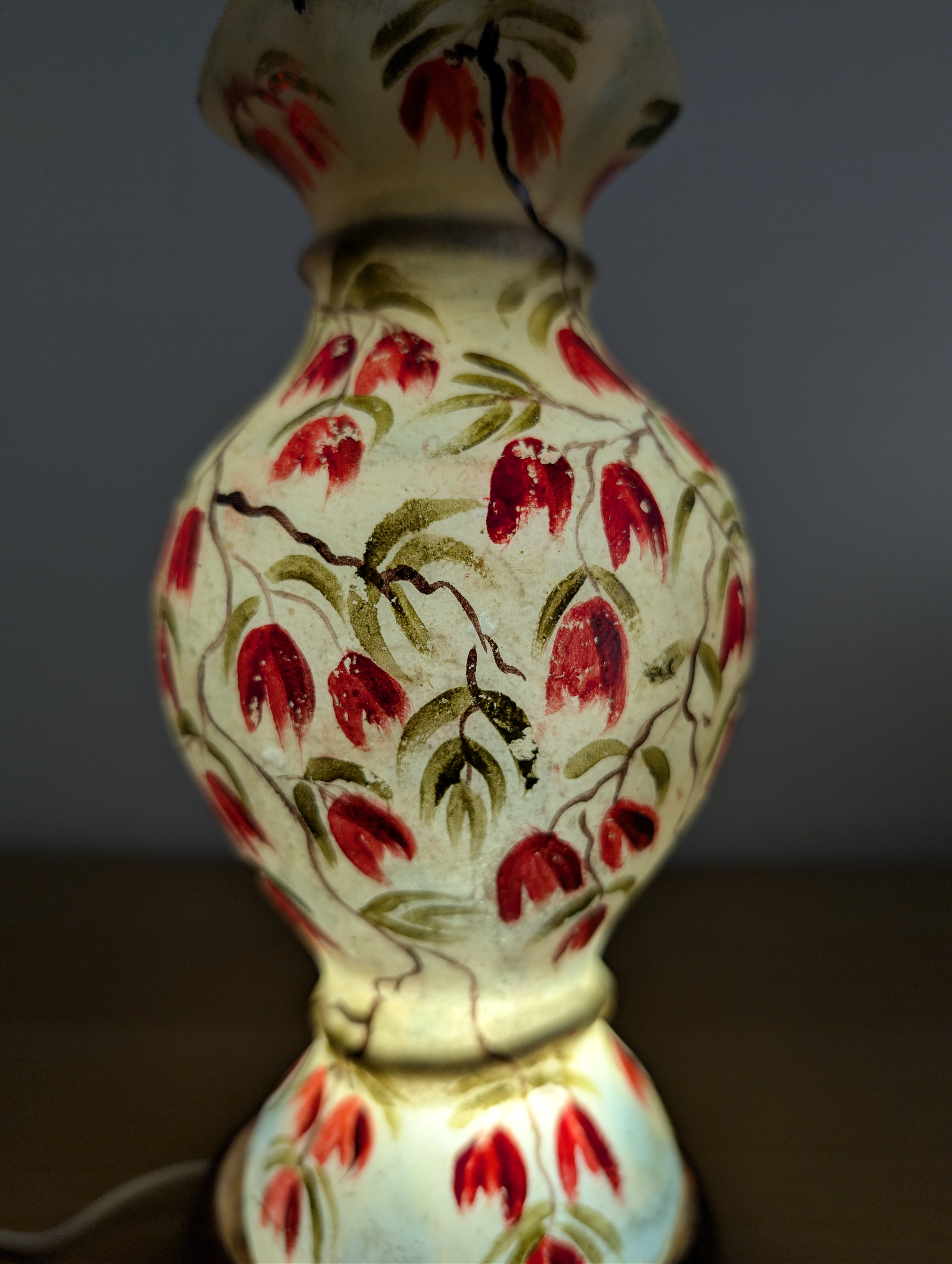 Hand Painted Mini Camel Skin Lamp - Floral Vine