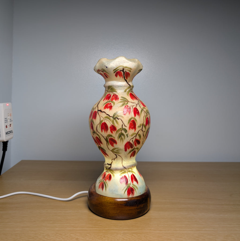 Hand Painted Mini Camel Skin Lamp - Floral Vine