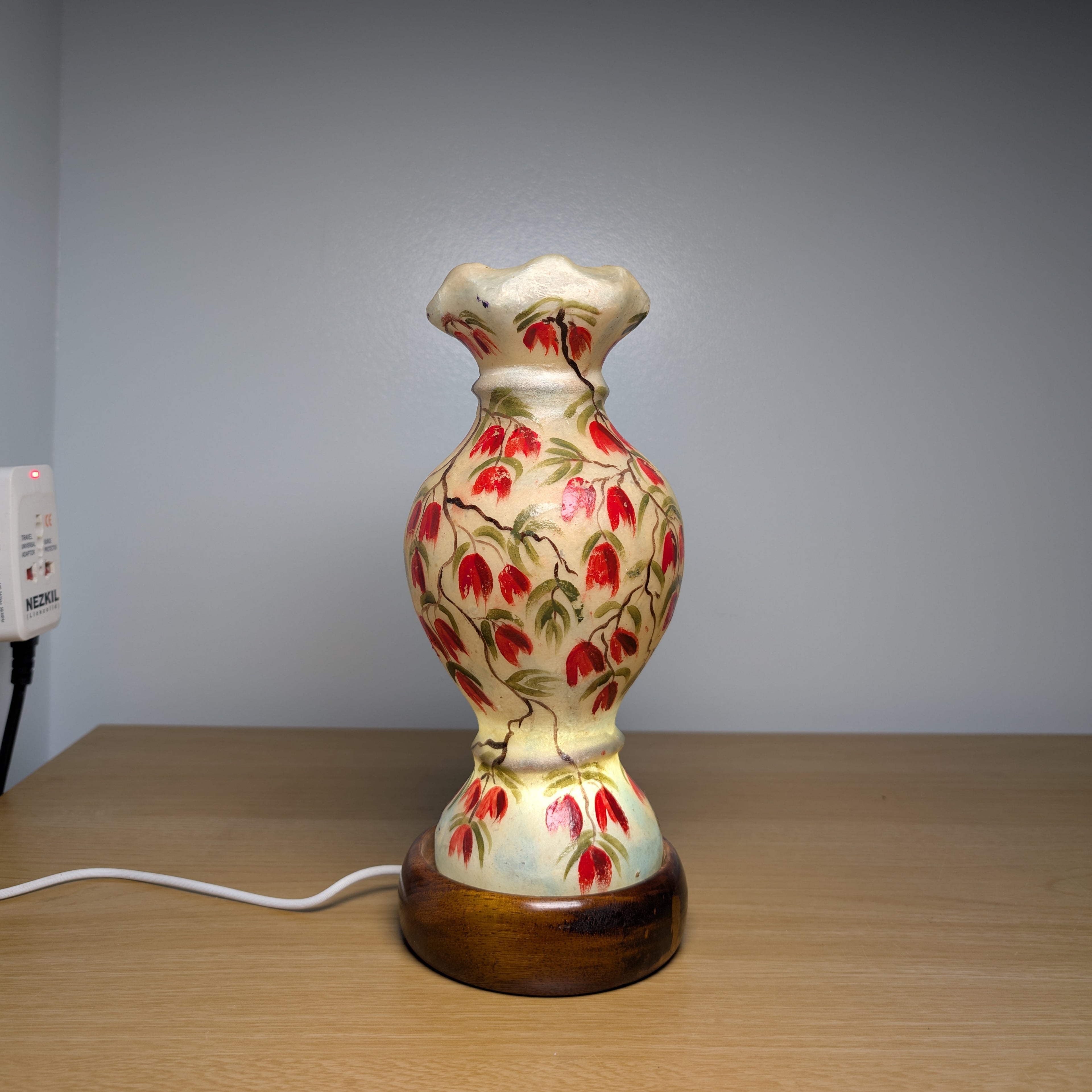 Hand Painted Mini Camel Skin Lamp - Floral Vine