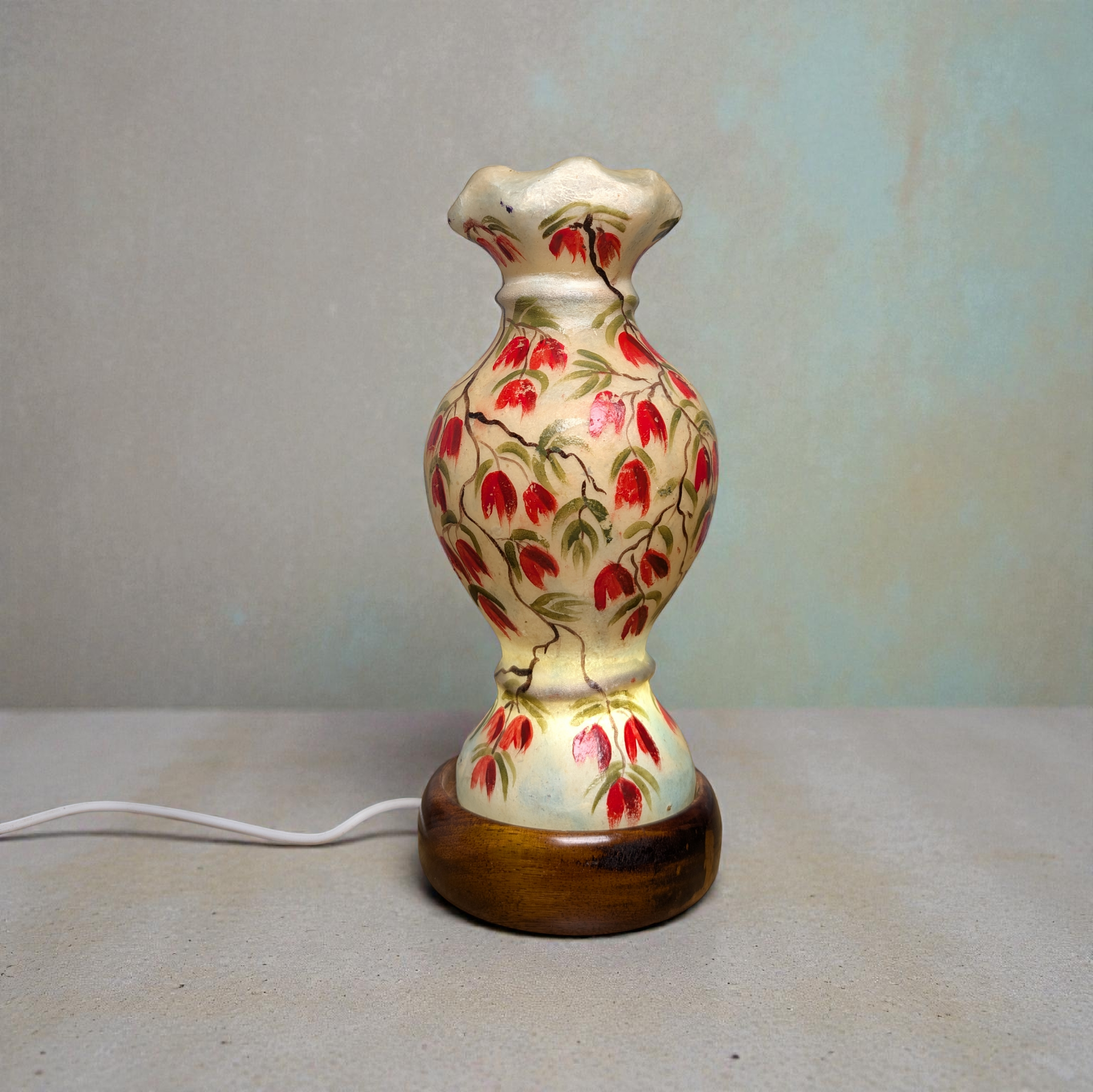 Hand Painted Mini Camel Skin Lamp - Floral Vine