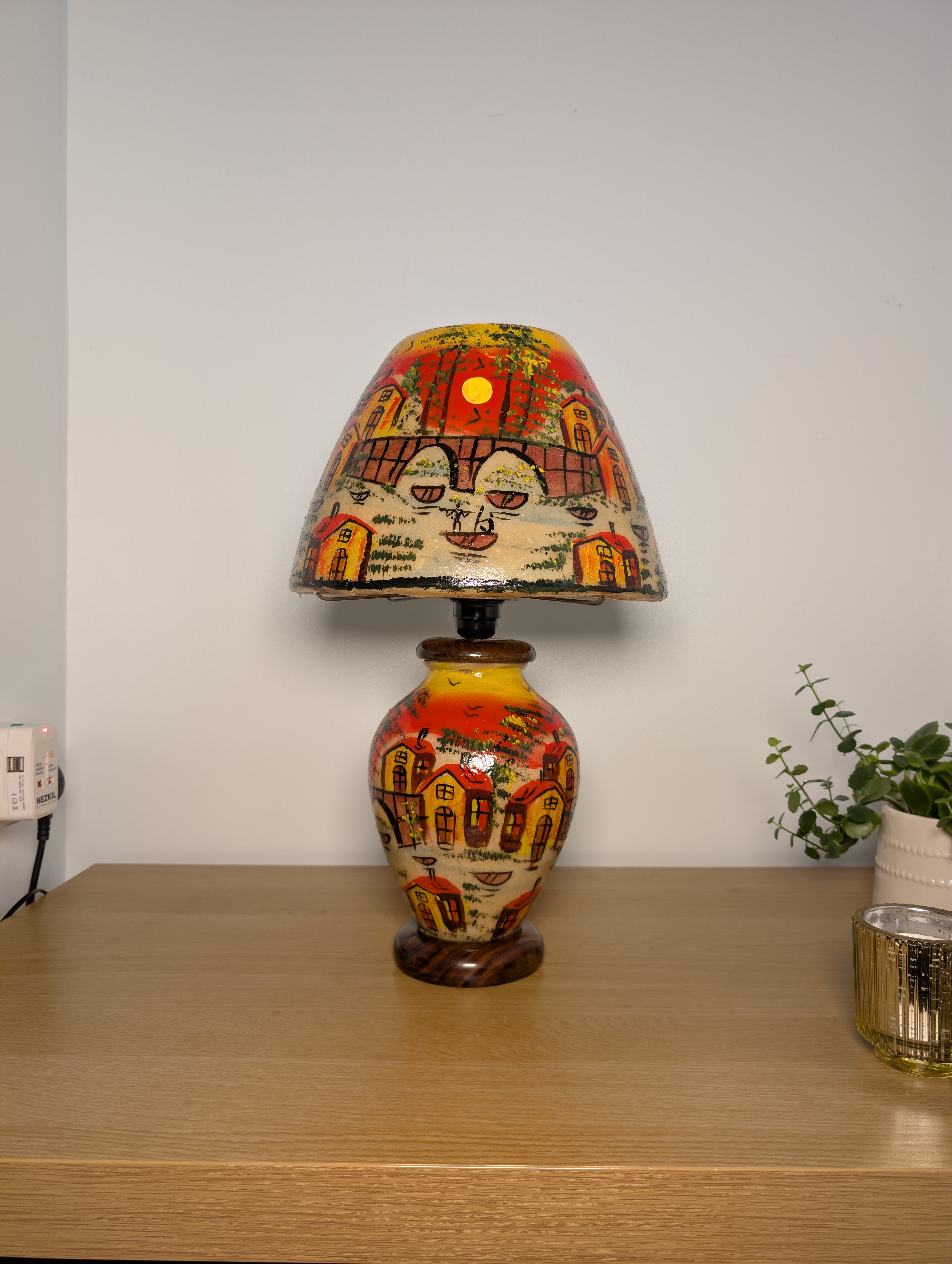 Handcrafted Camel Skin Dimmable Table Lamp | Sunset Village Design, Boho Lighting