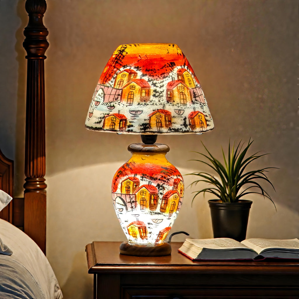 Handcrafted Camel Skin Dimmable Table Lamp | Sunset Village Design, Boho Lighting