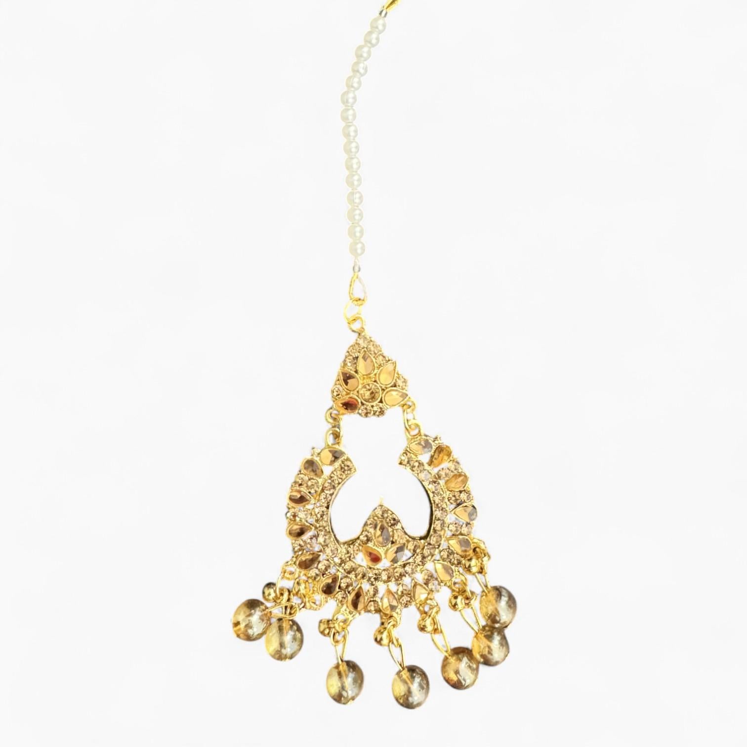 Silver Colour Bindi and Earrings Set